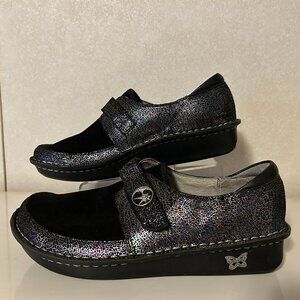 ALEGRIA BRE 276 Sz 38 US 7.5 - 8 Brenna Moon Shadow Black Suede Slip-On Shoes